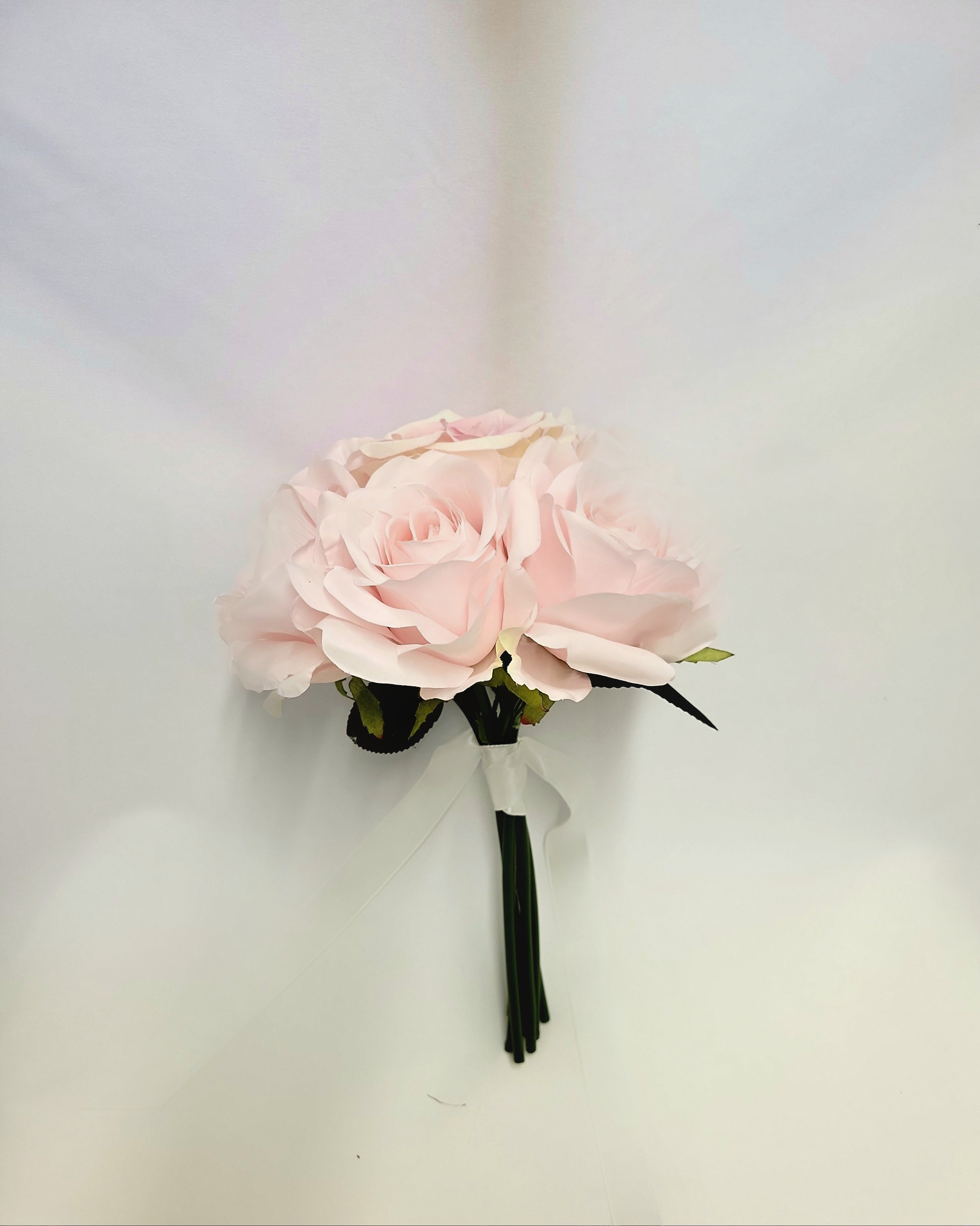 Artificial Pink & White Rose Bridal Bouquet
