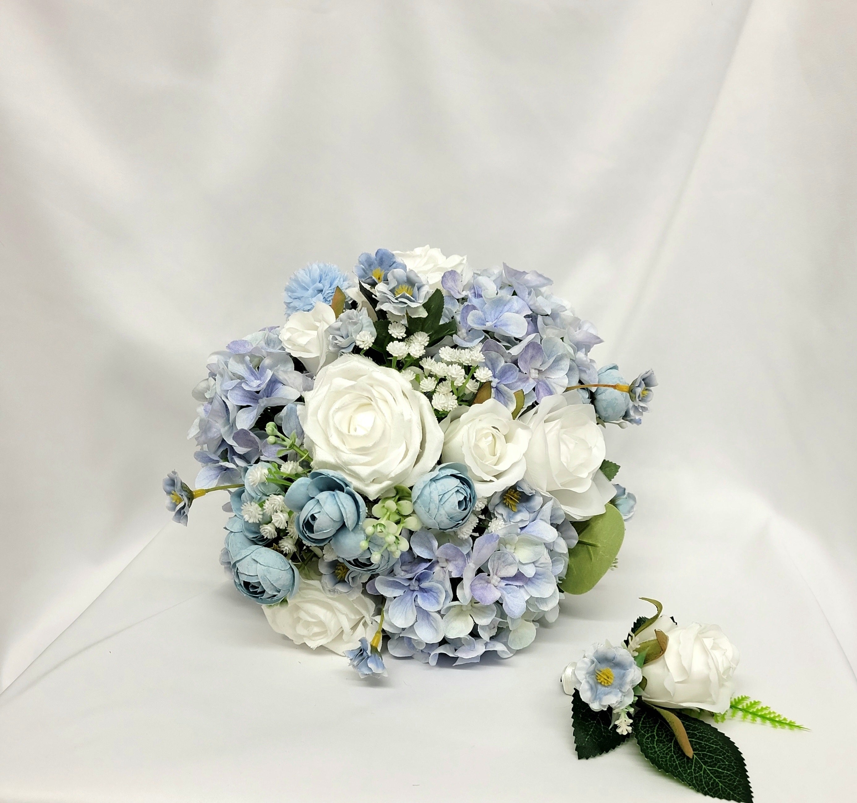 Blue & White Hydrangea Bridal Bouquet