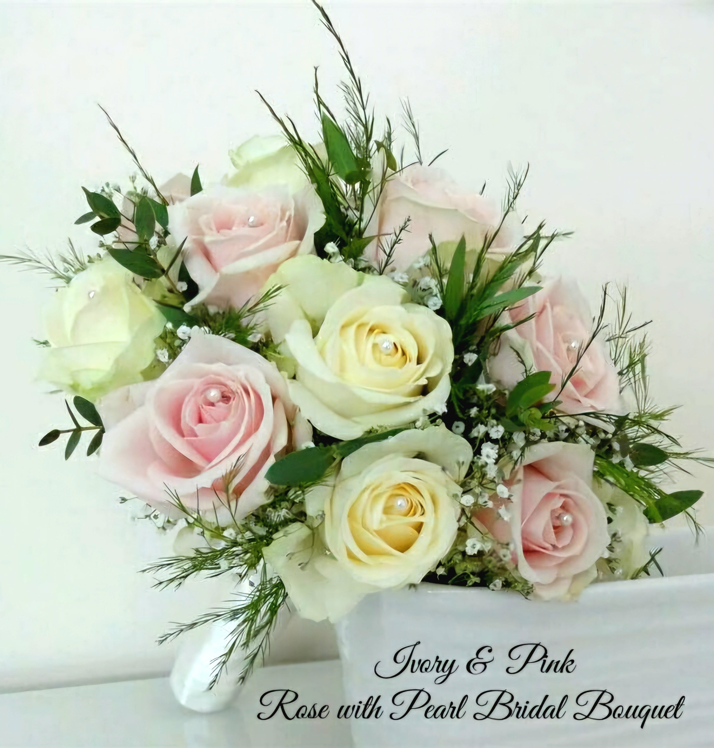 Pink and Ivory Rose Bridal Bouquet