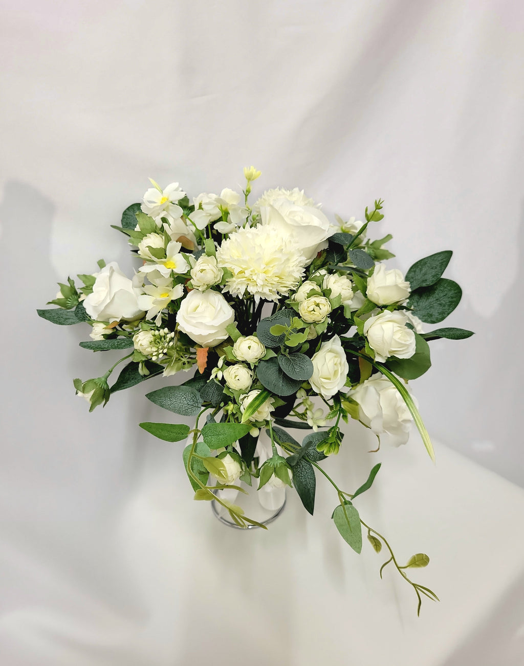White Rose & Wildflower Bridal Bouquet