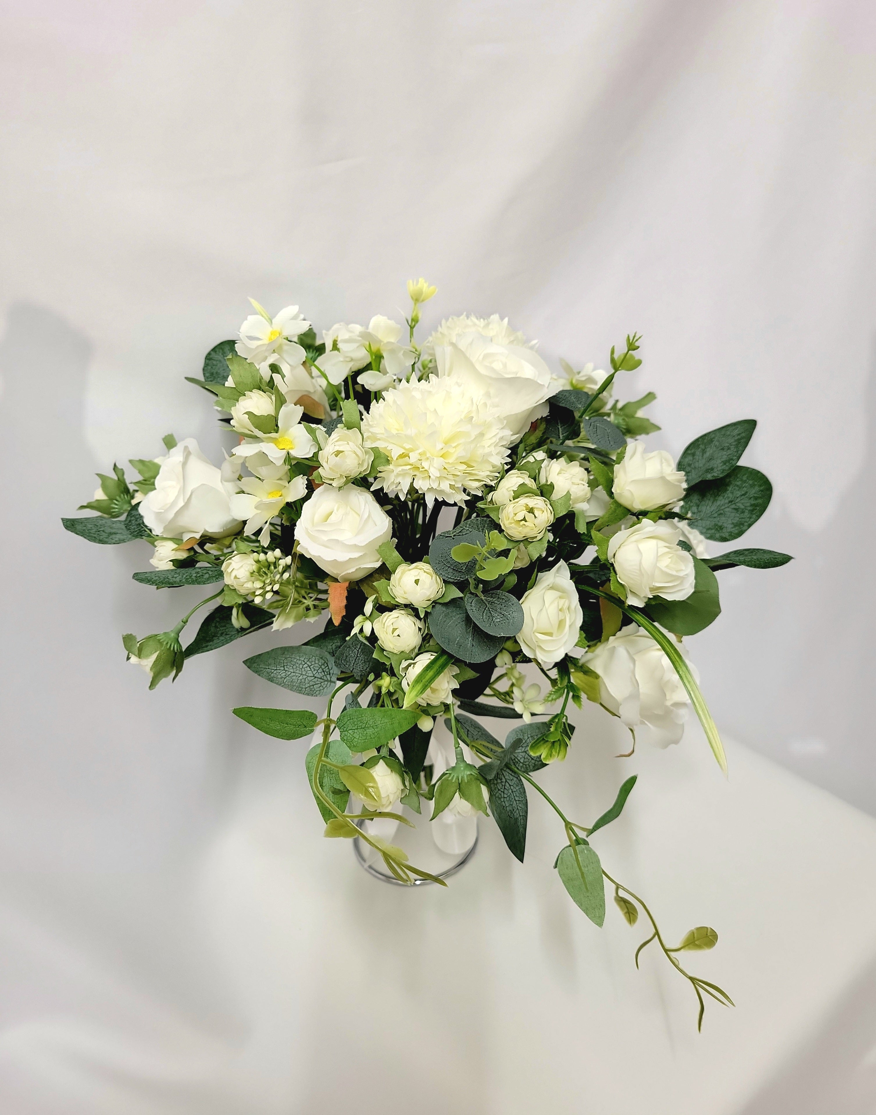 White Rose & Wildflower Bridal Bouquet