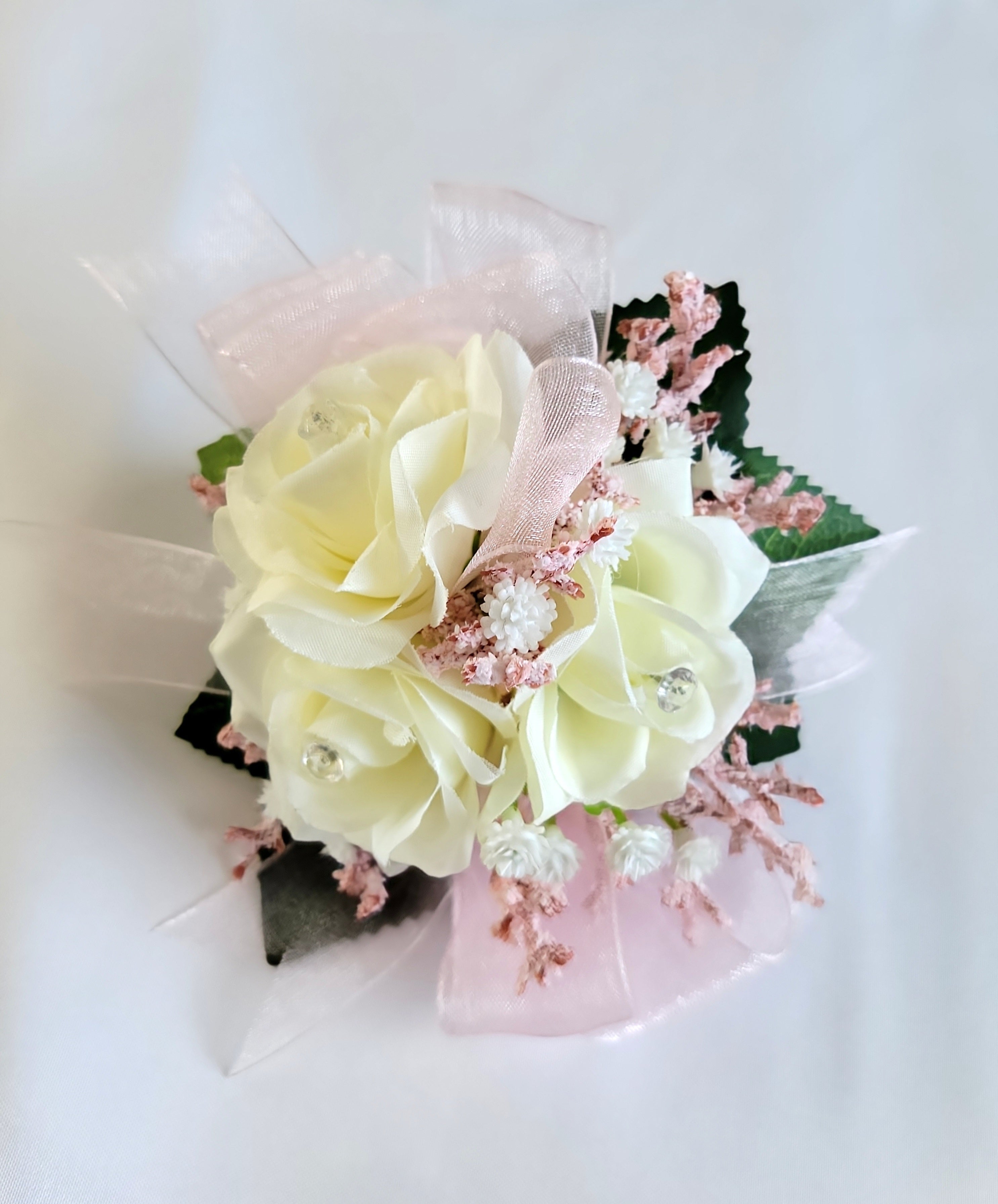 Pink & Ivory Rose Corsage & Boutonniere