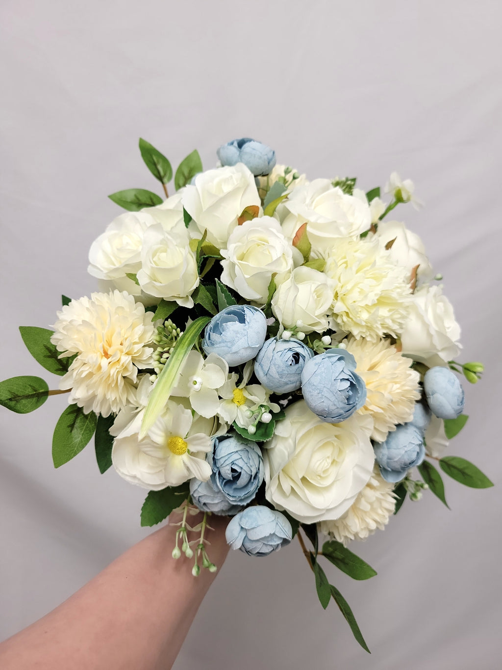 Blue and Ivory Bridal Bouquet