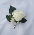 Artificial White Rose Boutonniere
