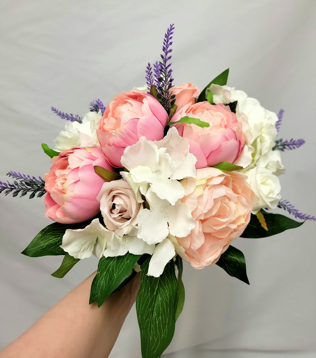Pink peonies and rose bouquet