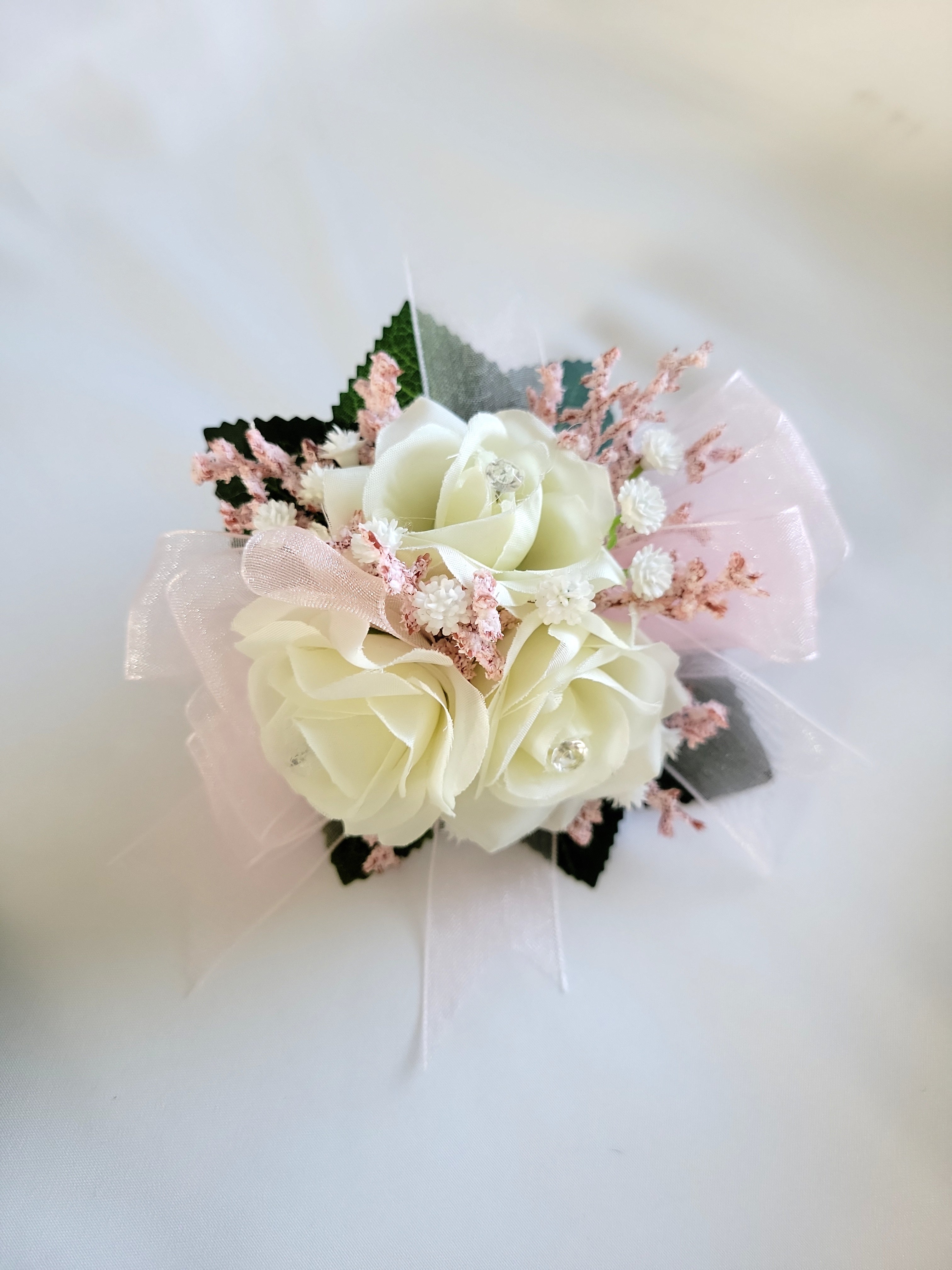 Pink & Ivory Rose Corsage & Boutonniere