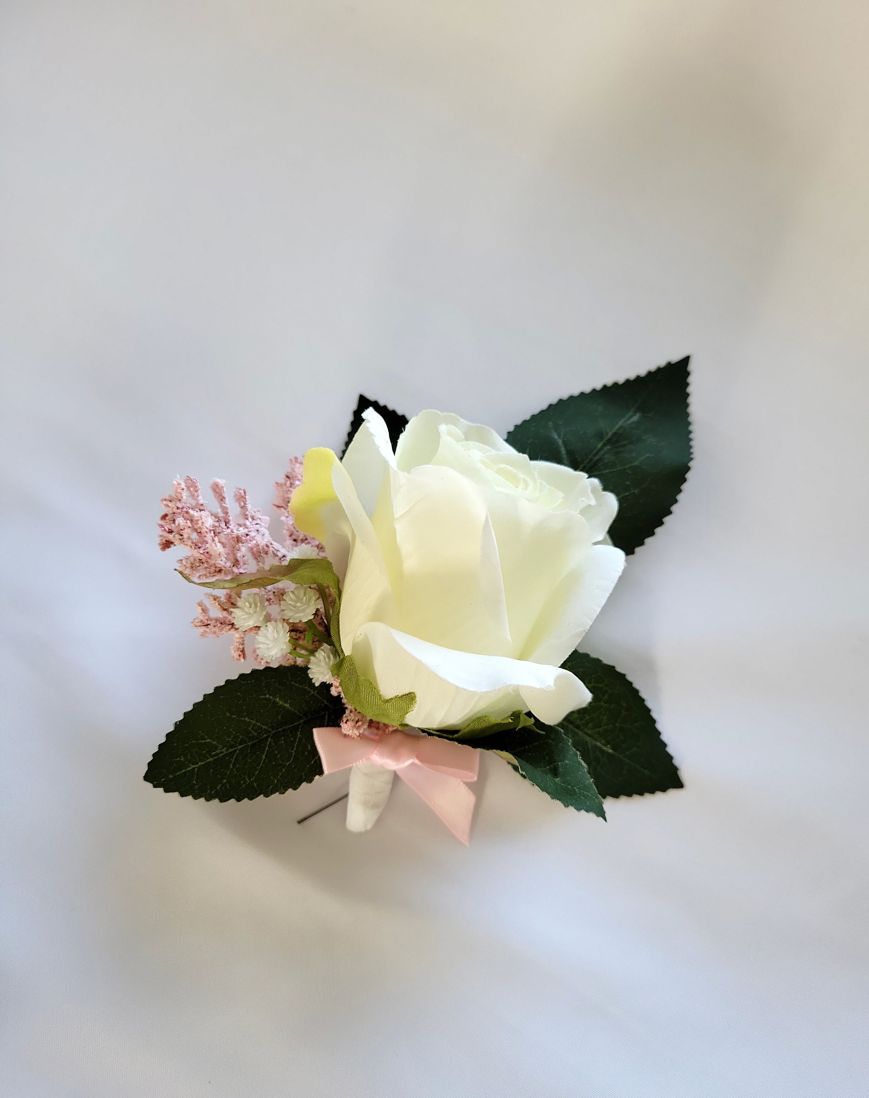 Pink & Ivory Rose Corsage & Boutonniere