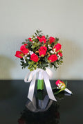 Artificial Red Rose Bud Bridal Bouquet