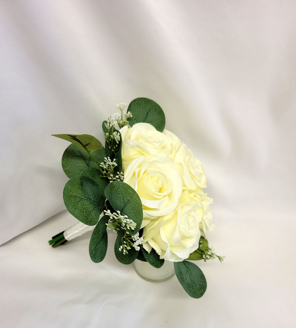 Ivory Artificial Rose Bridesmaid Bouquet