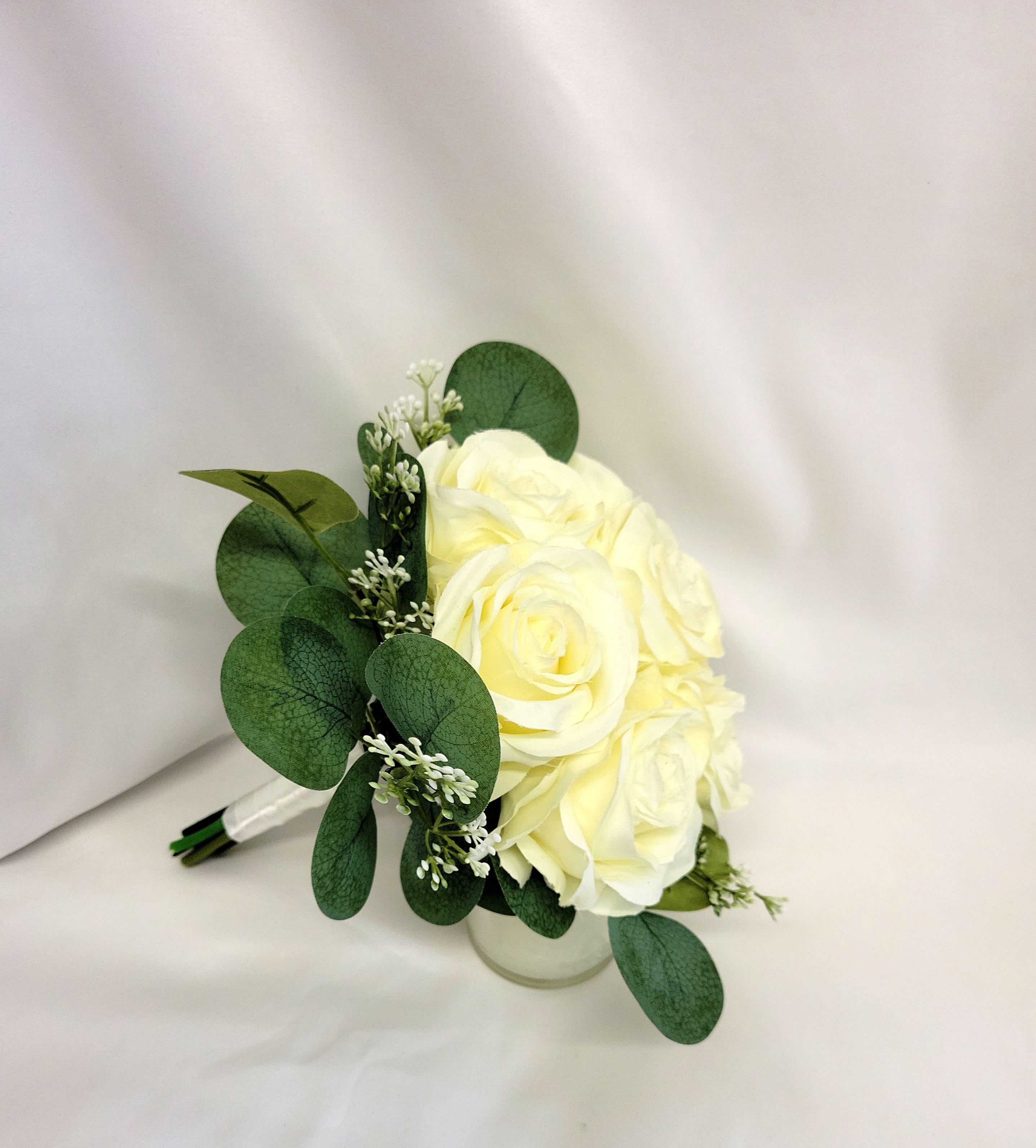 Ivory Artificial Rose Bridesmaid Bouquet