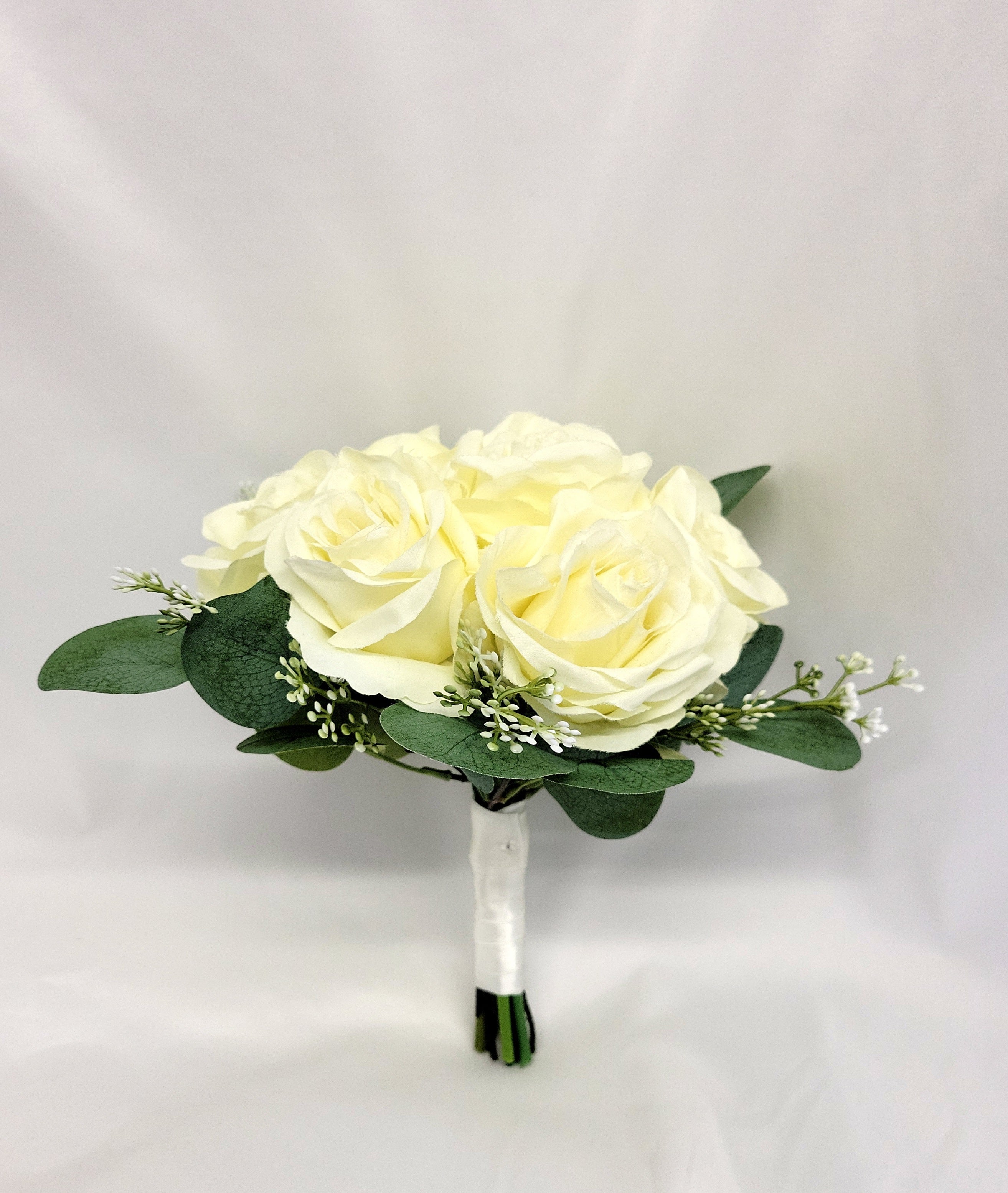 Ivory Artificial Rose Bridesmaid Bouquet