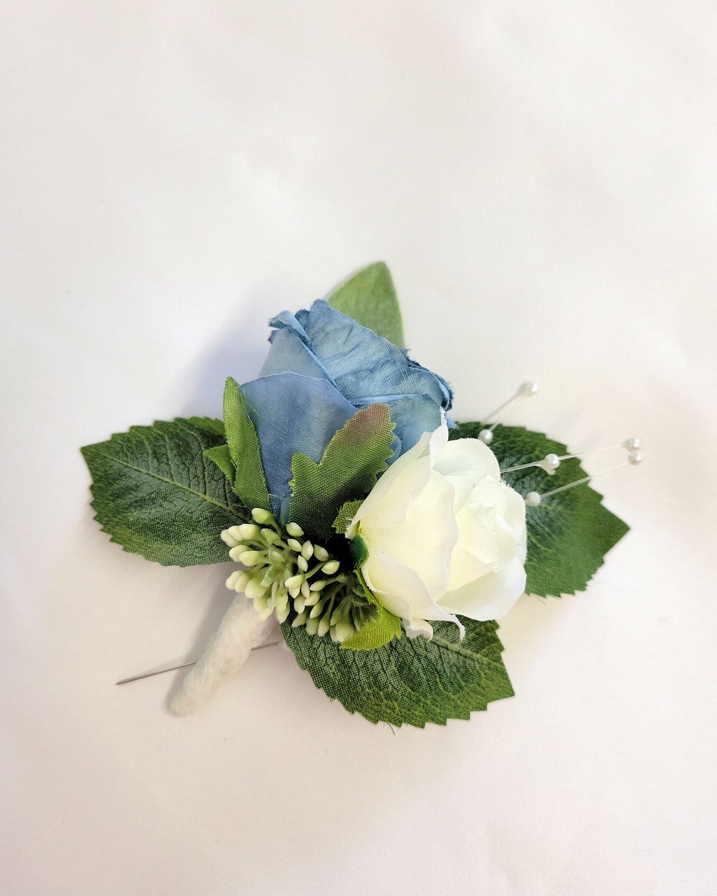 Blue & White Prom/Wedding Corsage & Boutonniere