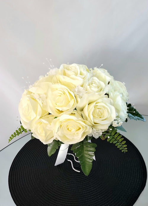 Artificial Ivory Rose Bridal Bouquet