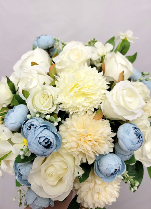 Blue and Ivory Bridal Bouquet