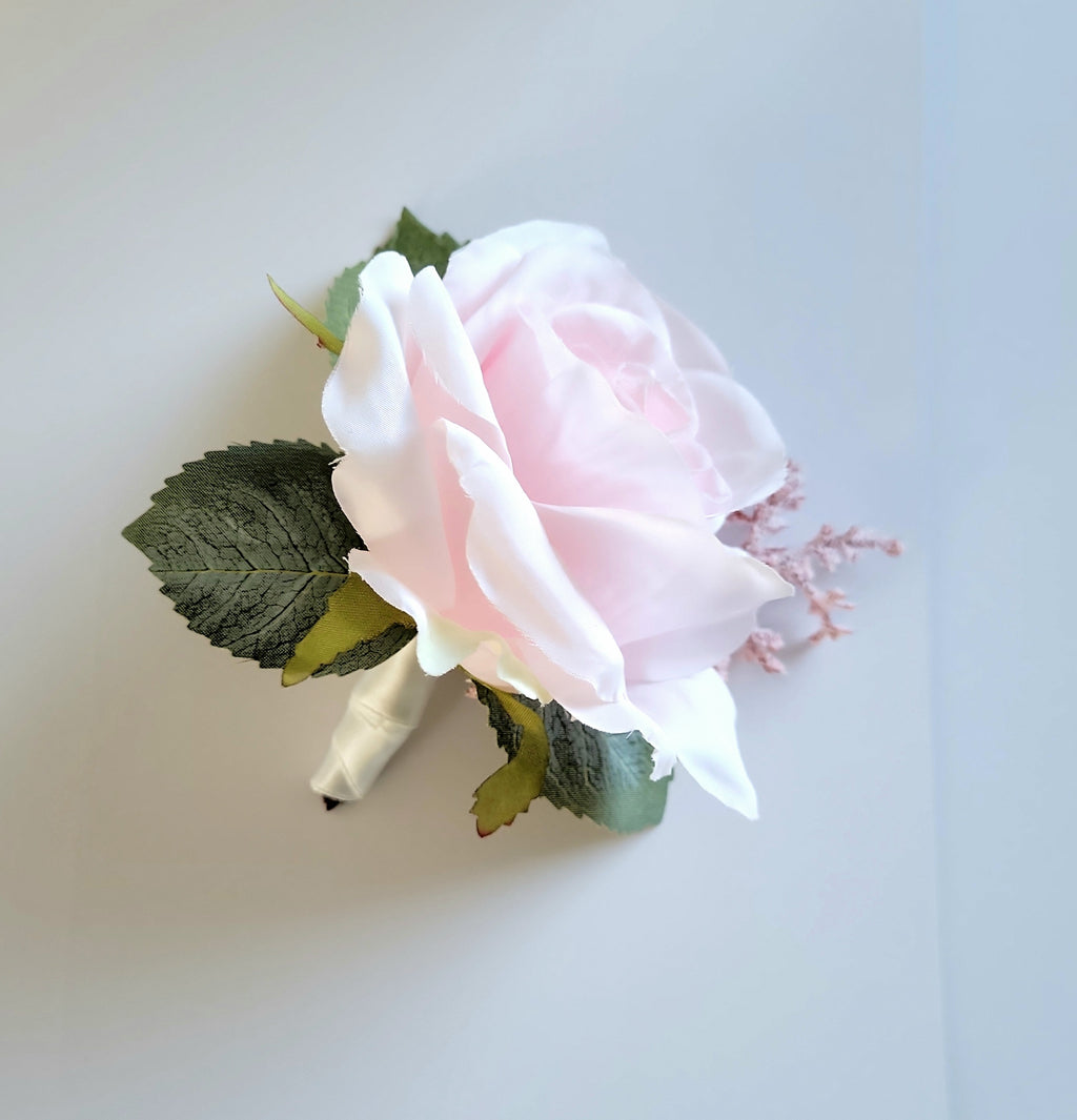 Pink Silk Rose Boutonniere