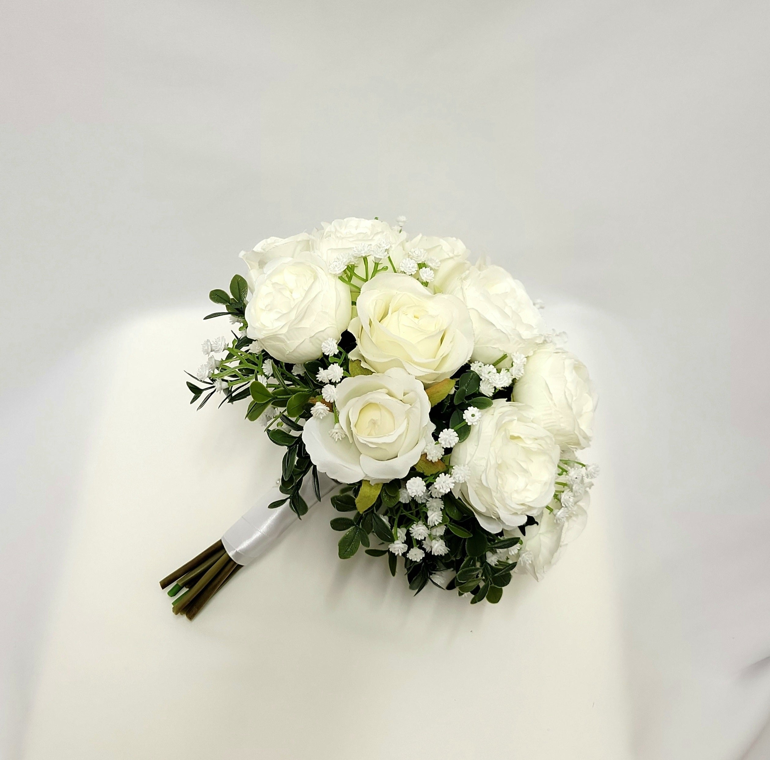 Artificial White Rose Bridal Bouquet
