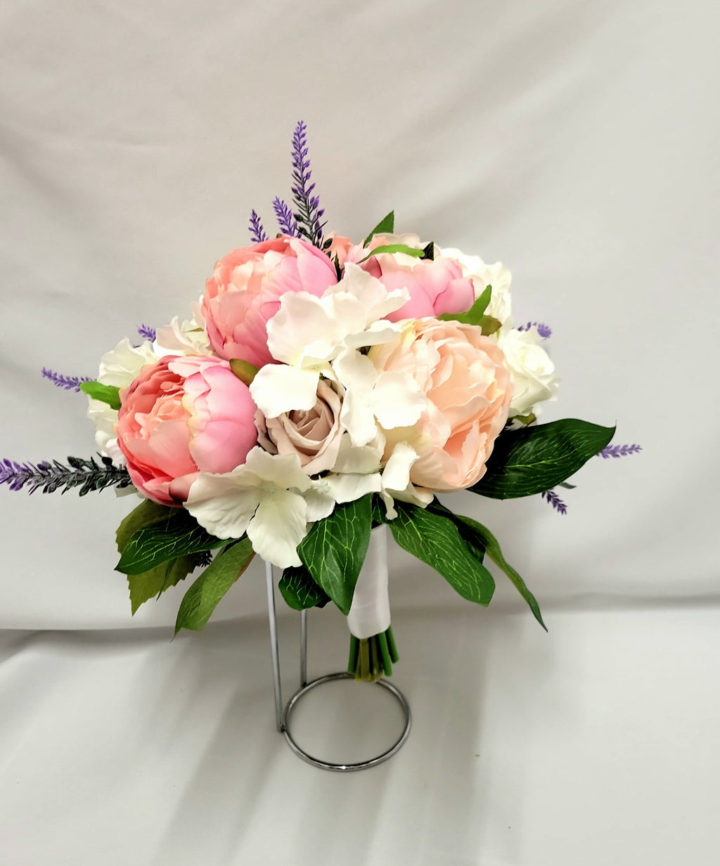 Pink peonies and rose bouquet