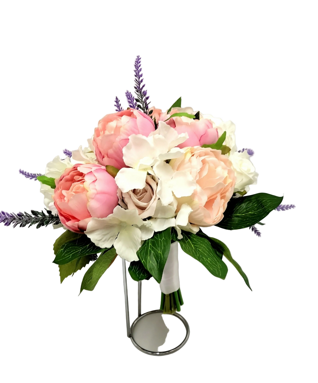 Pink peonies and rose bouquet
