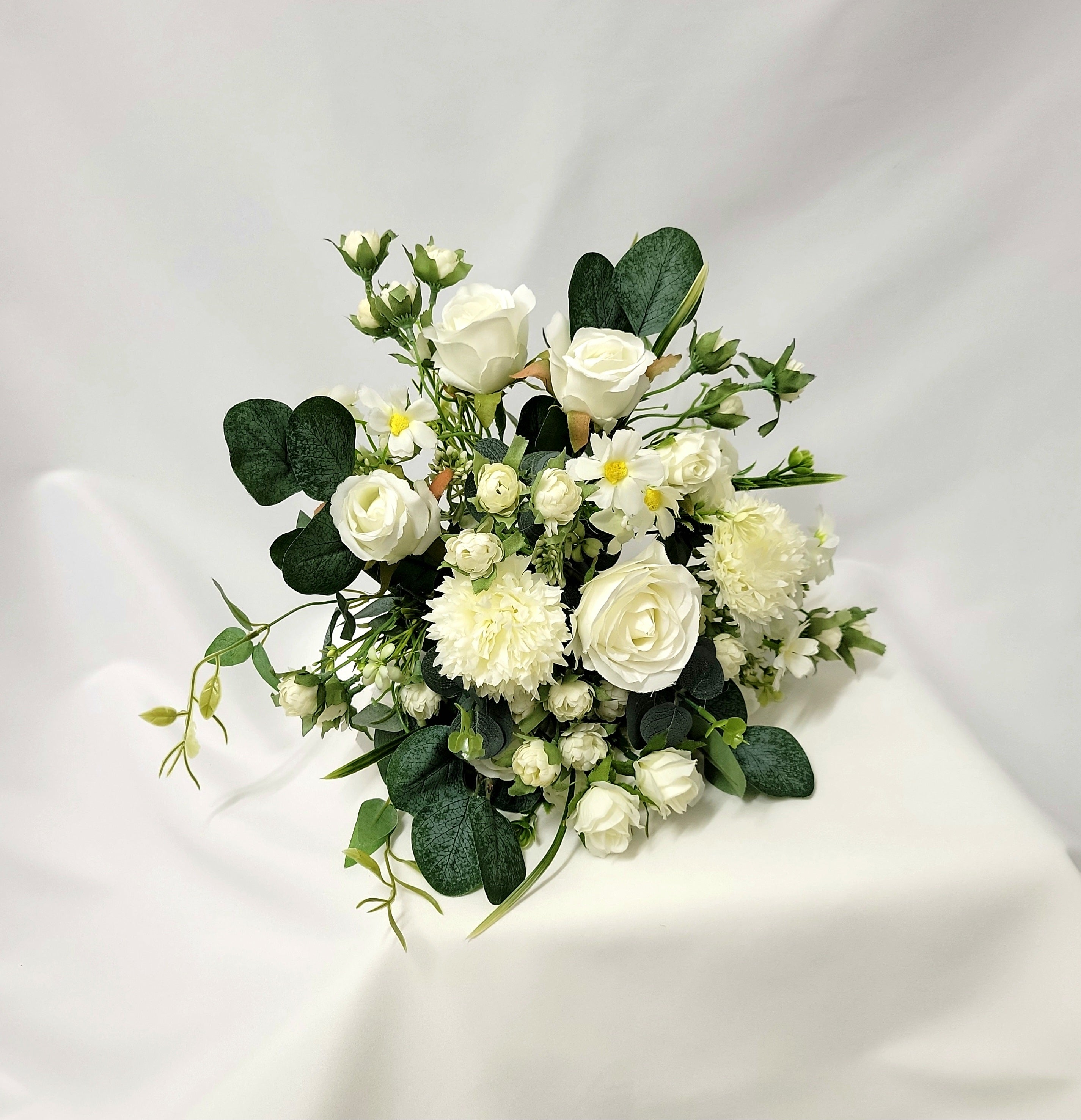 White Rose & Wildflower Bridal Bouquet