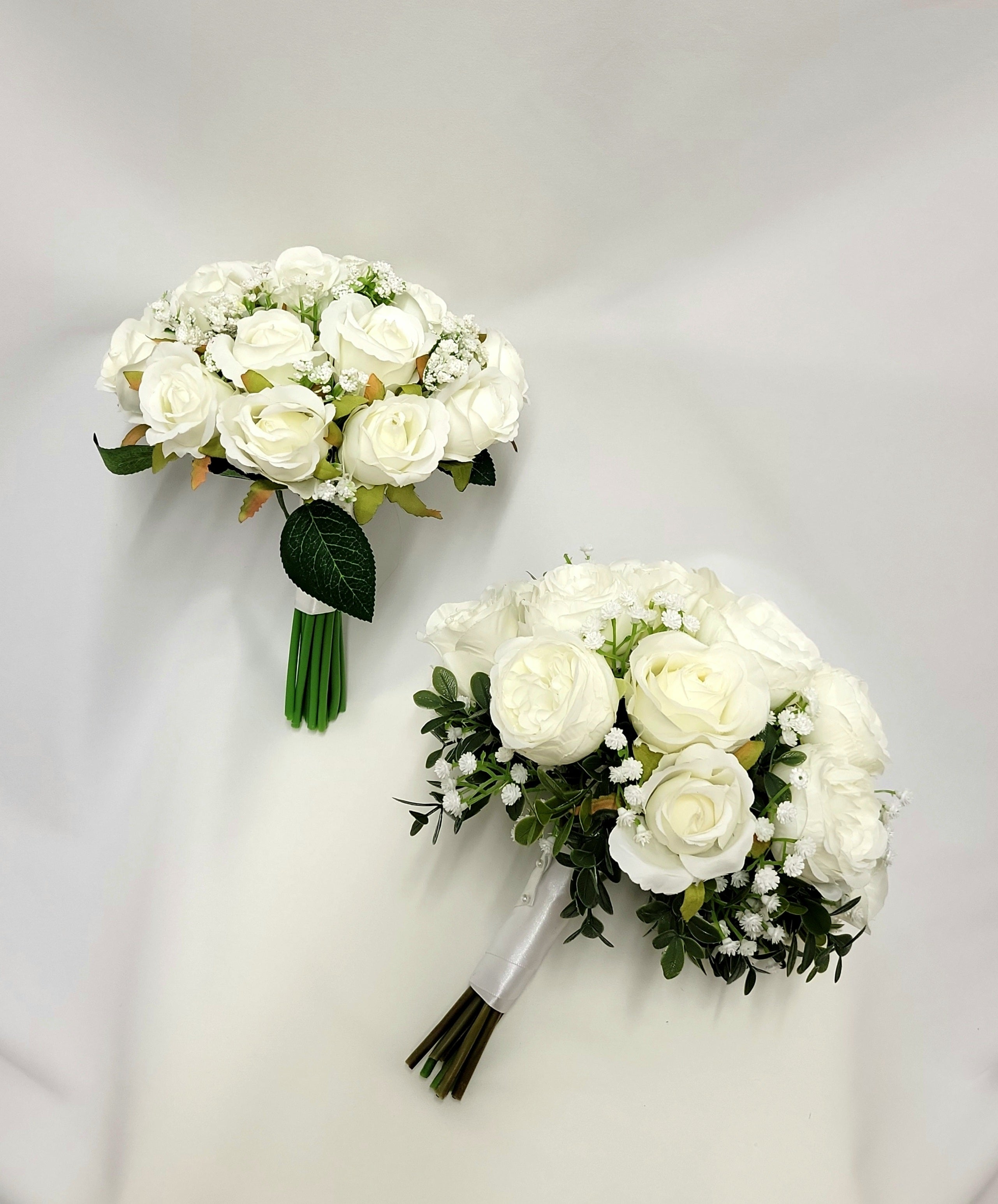 Artificial White Rose Bridal Bouquet