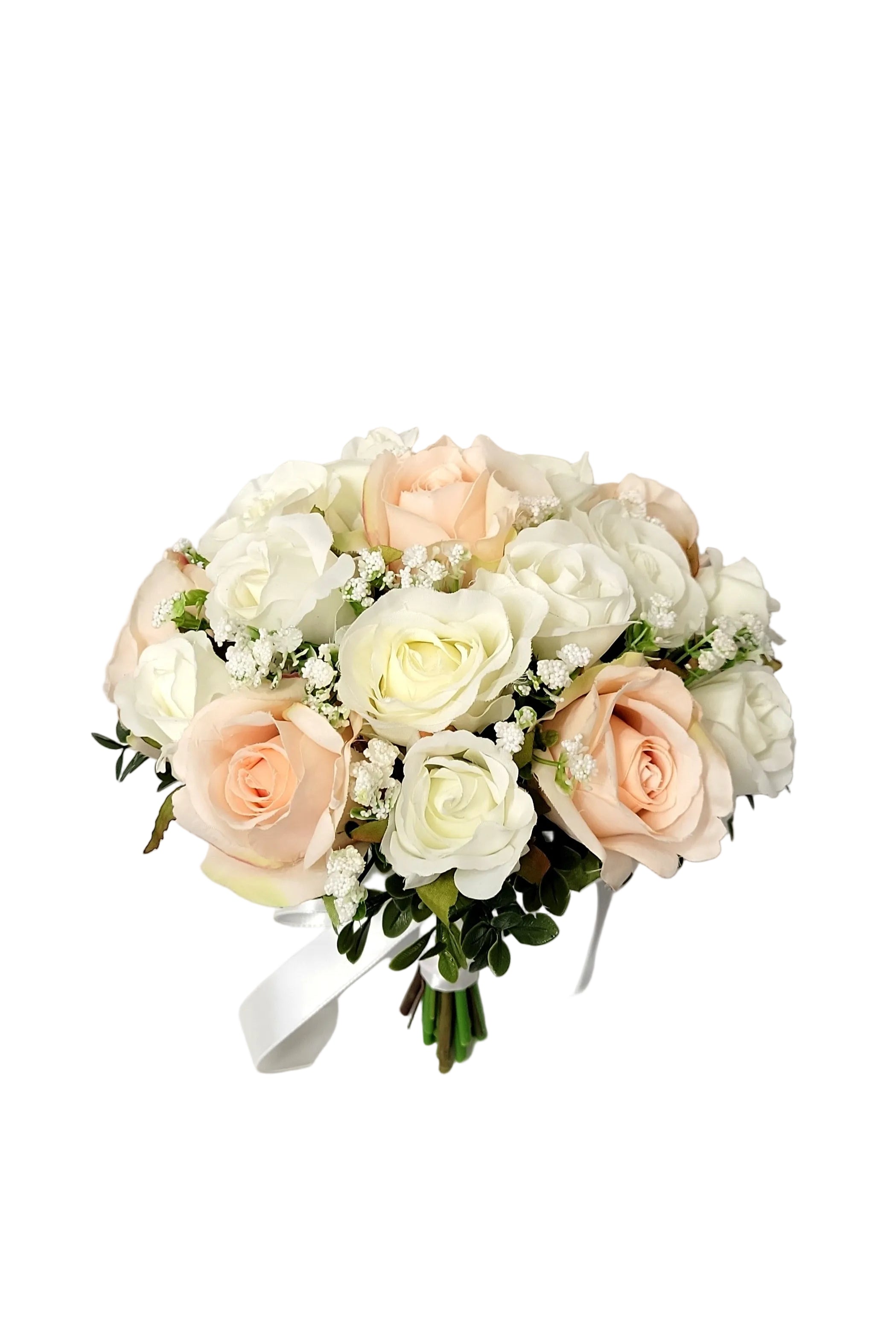 Pink Ivory and White Rose Bridal Bouquet