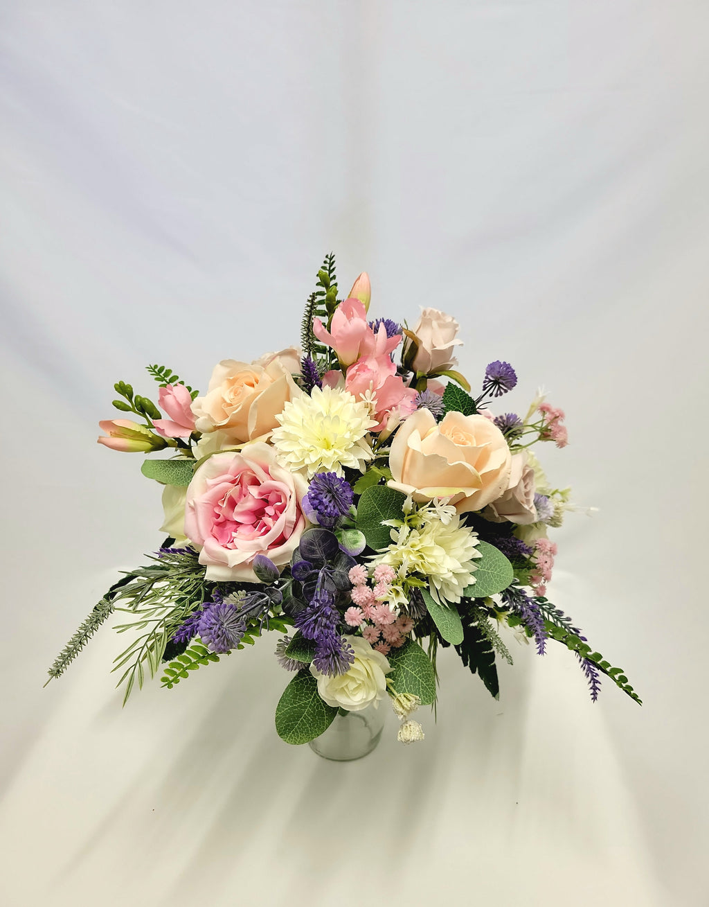 Artificial Pink, Ivory & Purple Bridal Bouquet