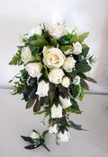 Cascading Ivory Rose Bridal Bouquet
