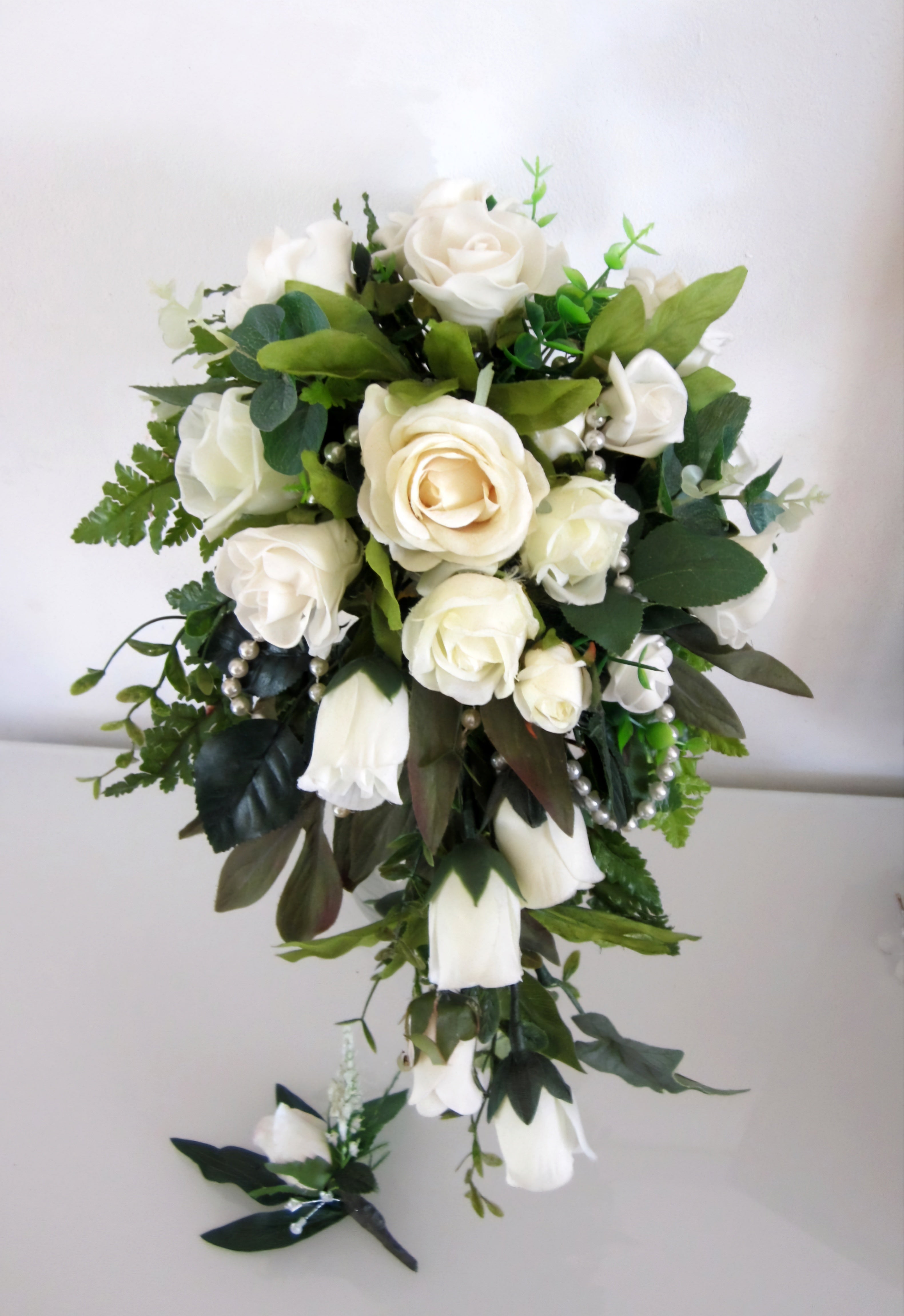 Cascading Ivory Rose Bridal Bouquet